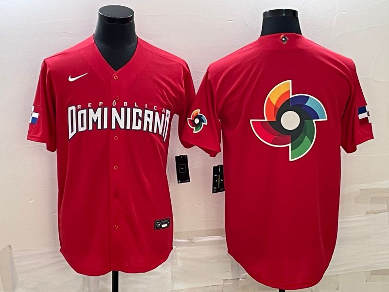 Men 2023 World Cub Dominican Blank Red Nike MLB Jersey6->more jerseys->MLB Jersey